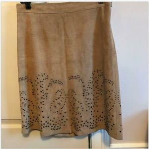 EUC THEORY A-line cut out Beige Suede Skirt SZ 2
